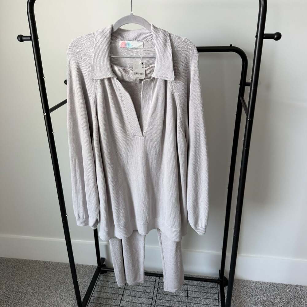 FP Beach Two-Piece Knit Lounge Set in Quiet Grey